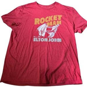 Pre-Owned Men's Size 2XL Red Rocket Man Elton John T-shirt Short Sleeve Music
